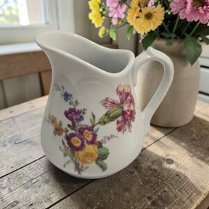 Bernardaud Limoges France Creamer Pitcher Du‎ Barry Butterfly Floral Porcelain